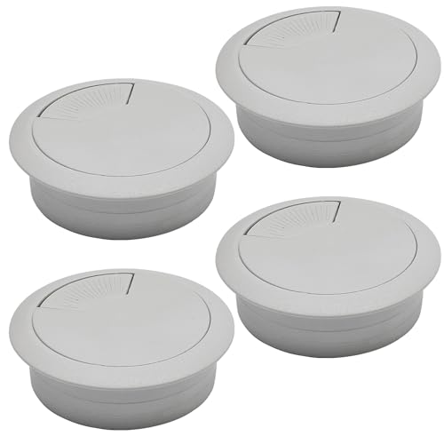 Desk Grommet 2-1/16" (53 mm), Desk Cord Hole Cover, Cable Grommet ABS Plastic, Desk Hole Grommet for Office and Home Table Cable, Detachable Adjustable Cable Cord Organizer (Light Grey 4 Pcs) - size: 2-1/16" (53 mm), style: 4 pcs Light Grey