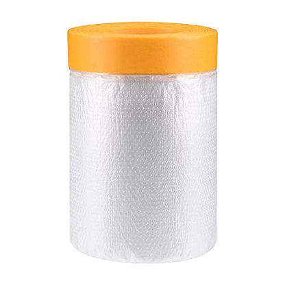 uxcell Pre-Taped Masking Film, 11.8 in x 65 Ft, Plastic Drop Cloth with Medium-Tack Painters Tape for Painting Protection - size: 11.8 in x 65 Ft