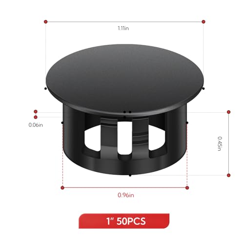 50PCS 1" Plastic Plugs Hole, Cabinet Hole Decorative Covers, Black Plastic Plugs for Round Furniture Holes