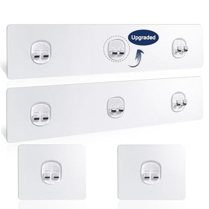Strong Adhesive Shower Caddy Replacement, 4 Pack No Drill Adhesive Hooks for Bathroom & Kitchen, Holds 40lbs, Waterproof & Transparent Strips for Tile, Glass, Smooth Walls - color: 4 PCS