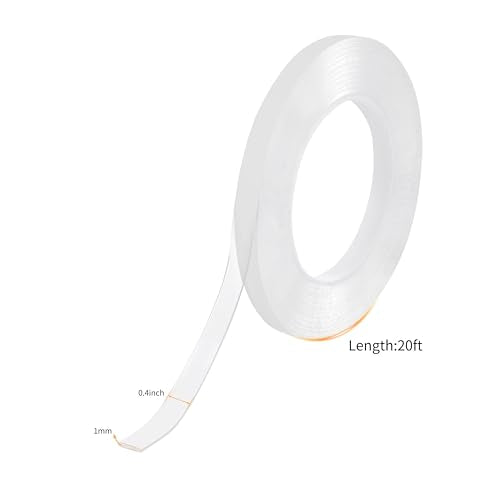 Strong Double Sided Mounting Tape, Heavy Duty Adhesive Tape, Clear Removable Tape for Home, Office, DIY - Multipurpose, Strong Hold, Damage-Free Wall Hanging Strips(0.4in, 20ft) - size: 1/25'' x 0.4'' x 20'