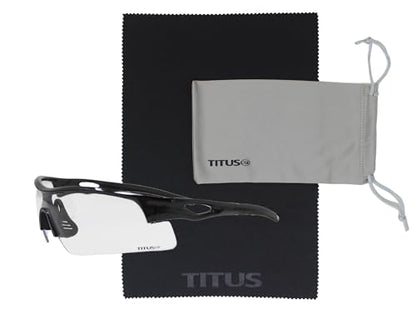 TITUS G20 All Sport Safety Glasses Shooting Eyewear Motorcycle Protection ANSI Z87+ Compliant - color: Black Frame - Clear Lens - With Pouch
