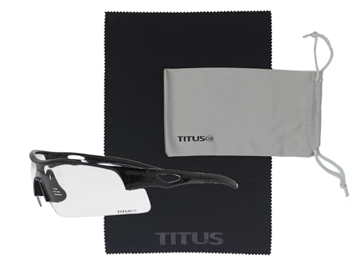 TITUS G20 All Sport Safety Glasses Shooting Eyewear Motorcycle Protection ANSI Z87+ Compliant - color: Black Frame - Clear Lens - With Pouch