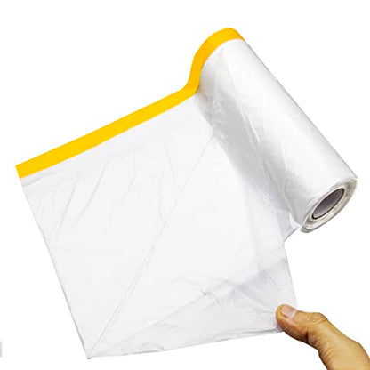 NIBAL Pre-Taped Masking Film Protection Covering Cloth Tape for Car or Home (1.8 X 65ft, Transparent)