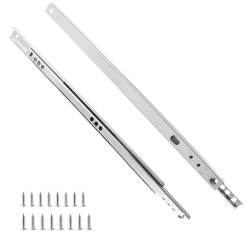 Biaungdo 2 Pcs Drawer Slides, 12"/310mm Metal Ball Bearing Side Mount Drawer Slide, Two Way Slide Track Rail for Drawer, 10kg/22.05" Strong Bearing Capacity, Bright Silver, with Fixing Screw
