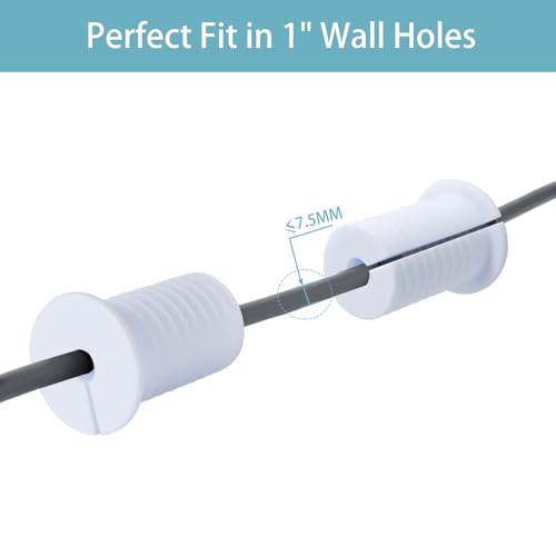 6 Pcs Starlink Cable Grommet for 1 Inch Wall Hole, Starlink Wall Grommet, Perforated Silicone Grommet, Cable Punch Grommet, Wall Grommet for Starlink Ethernet Cable（White