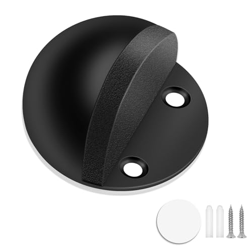 Door Stops for Floor, Adhesive Door Stopper Floor Mounted, Stainless Steel, Rubber Door Bumper Doorstops Wall Protector, Dome Shaped, Black - color: Black, size: 1 Pack