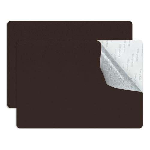 Self Adhesive Leather Repair Patch,8x12 inch Vinyl Repair Kit,Leather Repair Kit for Furniture,Car Seat,Couch,Office Chair, 2 Pcs Dark Brown - color: Dark Brown, size: 8*12inch