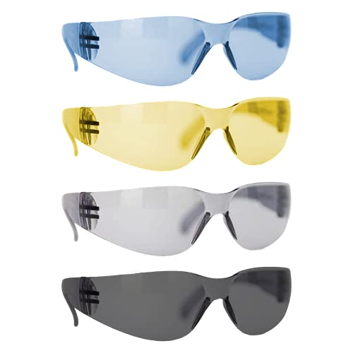 BISON LIFE Clear Safety Glasses – ANSI Z87.1 Scratch & Impact Resistant Wrap Around Eye Protection Goggles for Men & Women - color: 4 Colors