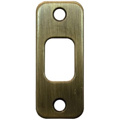Stone Harbor Hardware Round Corner Deadbolt Strike Plate, 1-1/8" x 2-3/4", 2-1/8" Center-to-Center, Antique Brass - color: Antique Brass