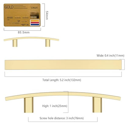 Amerdeco 10 Pack Brushed Gold 3 Inch(76mm) Hole Centers Kitchen Cabinet Pulls Cabinet Hardware Kitchen Handles for Cabinets Cupboard Handles Drawer Pulls ZH0003 - color: Brushed Gold, size: 3"/76MM Hole Center