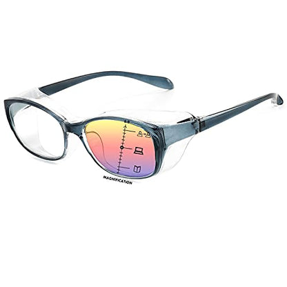 Dollger Safety Glasses with Readers 1.5 2.0 1.0 Progressive Multifocus Anti Fog and Blue Light Blocking Reading Glasses - color: Blue, size: 2.5x