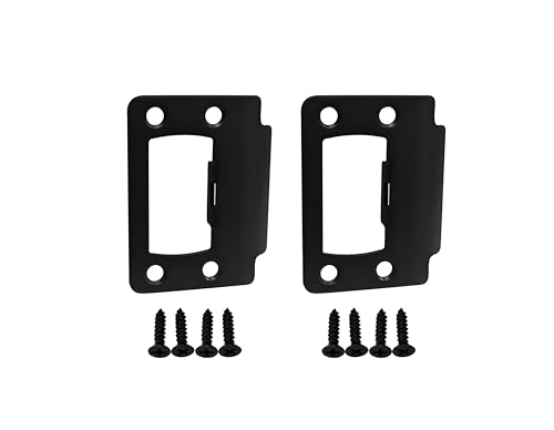 QCAA Solid Brass Universal Type Restorer Lock Strike Plate, 2-1/4" x 1-3/4", Matte Black, 2 Pack, MIT - color: Matte Black(2-1/4"), size: 2 Pack
