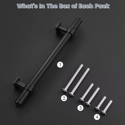 5 Pack Hole Centers 5 inch Matte Black Cabinet Handles, Stainless Steel Kitchen Cabinet Pulls, T Bar Hareware Pull Handle for Drawers Dressers Cabinets - color: Black, size: Hole Centers: 5inch