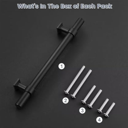 5 Pack Hole Centers 5 inch Matte Black Cabinet Handles, Stainless Steel Kitchen Cabinet Pulls, T Bar Hareware Pull Handle for Drawers Dressers Cabinets - color: Black, size: Hole Centers: 5inch