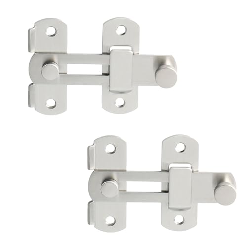 Alise 2Pcs 4 inch Flip Latch Gate Latches, Safety Door Lock for Barn Wood Fence Sliding French Doors,Heavy Duty SUS304 Stainless Steel Gate Hardware Brushed Nickel MS9500LS-2P - color: Brushed Nickel, size: 4 inch-2p