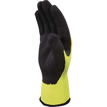 Delta Plus VV73309 Safety Gloves -Latex Foam Coated - Size Capacity, Volume, Polyester, 9, Flourescent Yellow