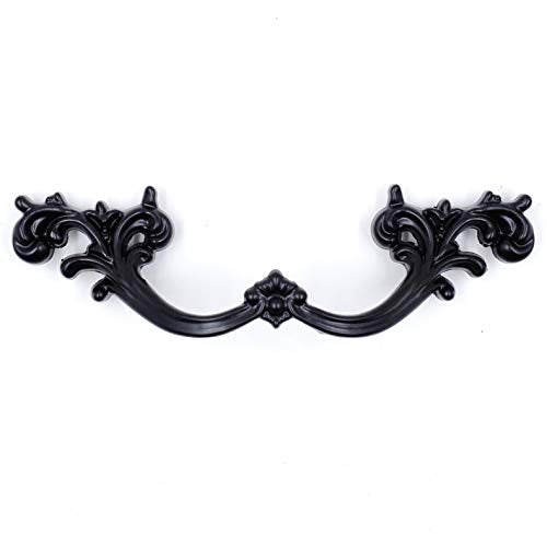 Jetland French Provincial Drawer Pulls - 6-Pack, Flat Black, 3" Hole Centers, Vintage Shabby Chic Pulls for Dresser Nightstand Cabinet, PW1619076 - color: Flat Black, size: 3 Inch Hole Centers