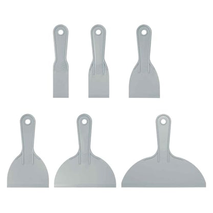 HARFINGTON 6pcs Putty Scraper Set Plastic Flexible Putty Knives Disposable Paint Spreader Cleaner Tool for Spackling, Patching Painting Repairing, Gray - color: Gray