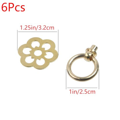 Geesatis 6 Pack Brass Ring Pulls Cabinet Drawer Pull Handle,1.25" Ring Drawer Handles-Classic Dresser Knobs with Screws - Heavy Duty Hardware for Furniture Restoration (1.25" x 1") - style: B