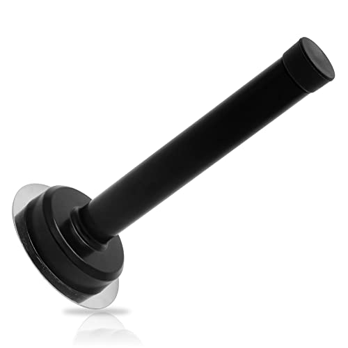 1pc 5 Inch Door Stops, Self Adhesive Long Door Stopper, Stainless Steel Sound Dampening Door Stop, Wall Mount Screw Doorstop with Rubber Bumper (Black) - size: 5 Inch-Black