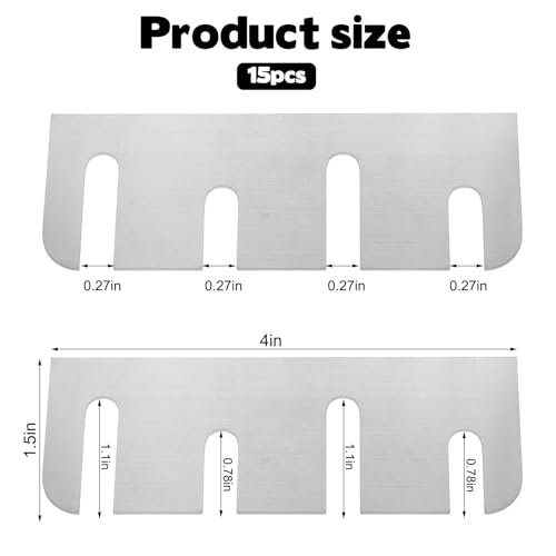 Heavy Duty Door Hinge Shims, 15 PCS Coated Finish Door Hinge Shim Stainless Steel Door Hole Filler Plate Hinge Filler Plates for Door Alignment & Repair (0.04 Inch Thickness, 4" x 1.5")
