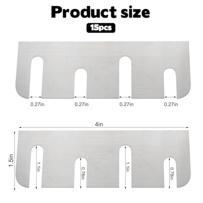 Heavy Duty Door Hinge Shims, 15 PCS Coated Finish Door Hinge Shim Stainless Steel Door Hole Filler Plate Hinge Filler Plates for Door Alignment & Repair (0.04 Inch Thickness, 4" x 1.5")