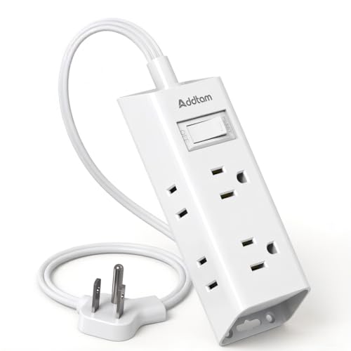 Addtam Flat Plug Power Strip with 6 Outlet Extender, 3 FT Extension Cord Flat Wall Plug with Multiple Outlets, No Surge Protector for Cruise Ship, Travel, Dorm, Home Office, Cruise Essentials, White - color: White, size: 3 Ft