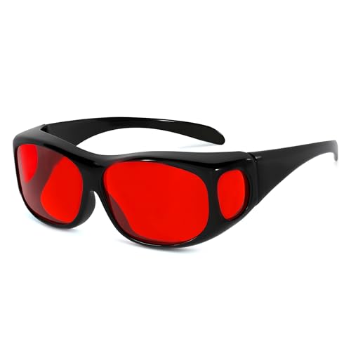 Eyekepper Red Lens Blue Light Glasses Men,Fitover Blue Light Blocking Glasses Women, Red Light Glasses Eye Protection - Black - color: Red Tinted-1806-black