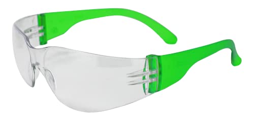 BISON LIFE Safety Glasses - Scratch Resistant Wrap Around Eyewear, Polycarbonate ANSI Z87.1 Impact Resistant Lens - color: Clear/Green