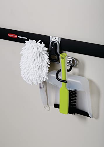 Rubbermaid FastTrack 2-Handle Hook (S Hook) Mounted Garage Storage and Space Saving Organization System Metallic Powder-Coated Steeel for Rakes/Brooms/Toys/Ladders - size: 1 Count (Pack of 1), style: Double-Handle Hook