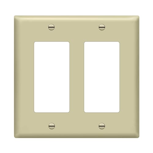 ENERLITES Decorator Light Switch or Receptacle Outlet Wall Plate, Gloss Finish, Size 2-Gang 4.50" x 4.57", Unbreakable Polycarbonate Thermoplastic, UL Listed, 8832-I, Ivory - color: Ivory, size: Standard Size