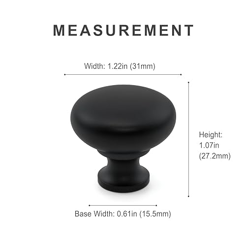 HESTIA HARDWARE Black Cabinet Knob 10 Pack 1-1/4 inch Round Zinc Kitchen Cabinet Knobs for Bathroom Drawer Bedroom Dresser Cupboard Knob and Pulls (Z1.10.D) - color: Black