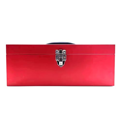 16" Portable Steel Heavy-duty Large Tool Box 18-Gauge Fishing Tackle Box Tool Box Drawer Organizer With Metal Latch and Handle Red - color: Red
