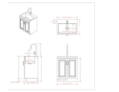 SIMPLIHOME Darwin All-in-One 28 inch Wide Utility Sink and Laundry Cabinet in Pure White Finish, Transitional Stainless Steel Sink Cabinet for Laundry Rooms with High-Arch Pull-Out Faucet and Storage - size: 28 Inch, style: Stainless Steel Sink