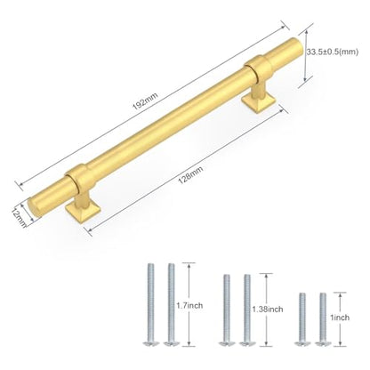 5Pack Hole Centers 5inch(128mm) Brushed Brass Cabinet Handles T Shaped Kitchen Cabinet Pulls Hardware Pull Handle for Cabinets Dressers 7.5inch Total Length - color: Brushed Brass, size: Hole Centers: 5inch