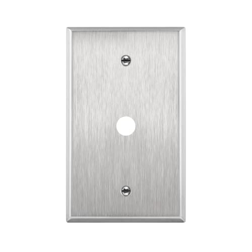 ENERLITES 0.4375" Diameter Hole Phone Cable Metal Wall Plate, Corrosive Resistant, Standard Size 1-Gang, 4.50" x 2.76", UL Listed, 7841, 430 Stainless Steel - color: Stainless Steel, size: 0.4375"