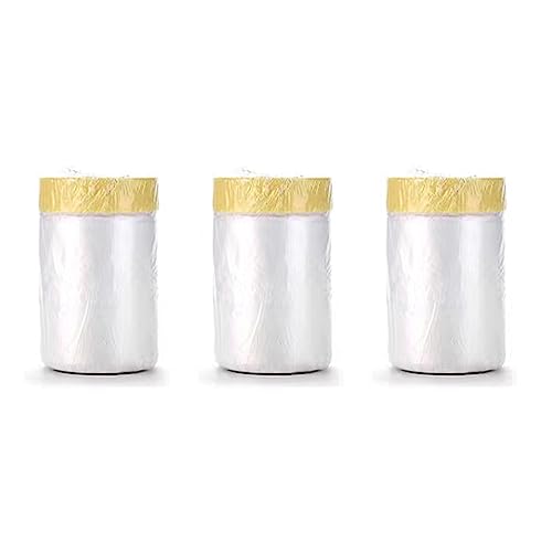 Pre-Taped Masking Film Paint Adhesive Protective Film Roll Painters Plastic with Tape Tape and Drape for Automotive Painting Covering (Size - 3.6 x 65-Feet,3 Pack) - style: 3.6-feet X 65-feet, 3 pack