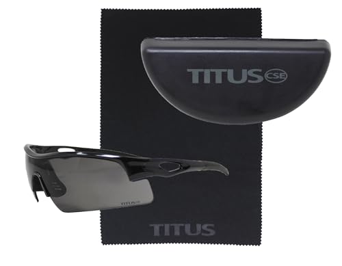 TITUS G20 All Sport Safety Glasses Shooting Eyewear Motorcycle Protection ANSI Z87+ Compliant - color: Black Frame - Smoke Lens - With Fitted Hard Case