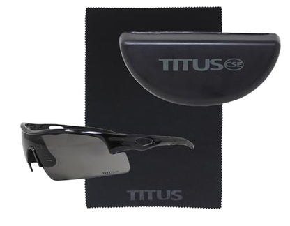 TITUS G20 All Sport Safety Glasses Shooting Eyewear Motorcycle Protection ANSI Z87+ Compliant - color: Black Frame - Smoke Lens - With Fitted Hard Case