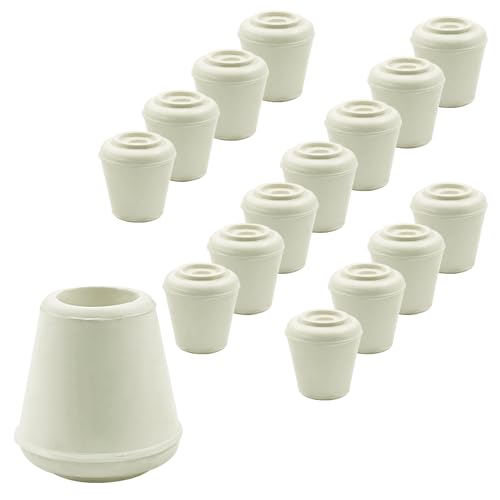 16pcs 1/2 Inch Round Chair Leg Tips Caps, Non-Slip Rubber Chair Leg Floor Protectors, White Furniture Leg Caps Fit for 0.43"-0.47" (11mm-12mm) Diameter Round Feet - size: 1/2 Inch-White