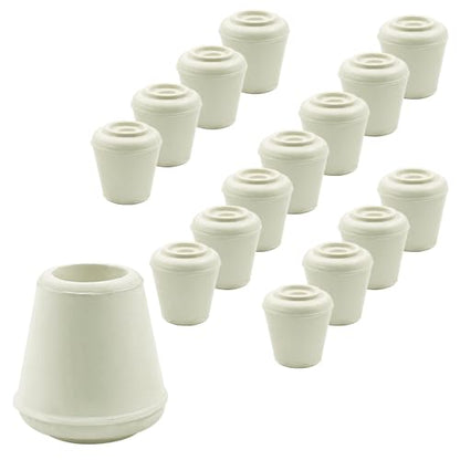 16pcs 1/2 Inch Round Chair Leg Tips Caps, Non-Slip Rubber Chair Leg Floor Protectors, White Furniture Leg Caps Fit for 0.43"-0.47" (11mm-12mm) Diameter Round Feet - size: 1/2 Inch-White