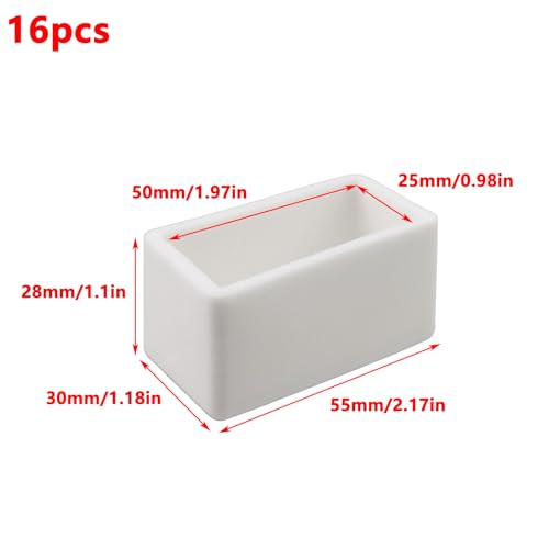 Antrader Rectangle Shaped Rubber PVC Furniture Pads Table Chair Leg Foot End Caps Covers Protectors 1" x 2" (16PCS,White) - color: White, size: 1" x 2"-16pcs