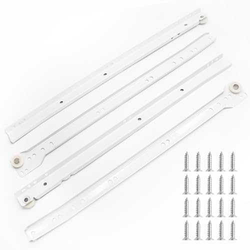 Litoexpe 1 Pair 16 Inch Drawer Slides Kit with Screws, Bottom Mount Design Drawer Rails with Smooth-Gliding Nylon Wheels - size: 16 Inch
