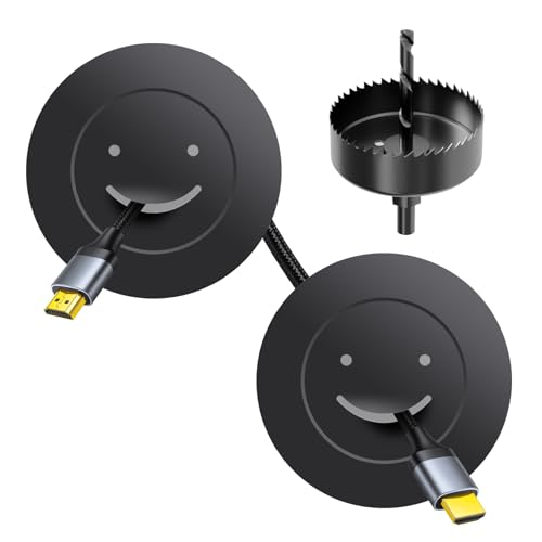 in Wall Cable Management Kit, Large Opening Cable Pass Through (Fits 5+ Cables), 2-Pack Wall Grommets with Drywall Hole Saw for Easy Install, TV Cord Hider for Wall Mounted TV - Black - color: Black