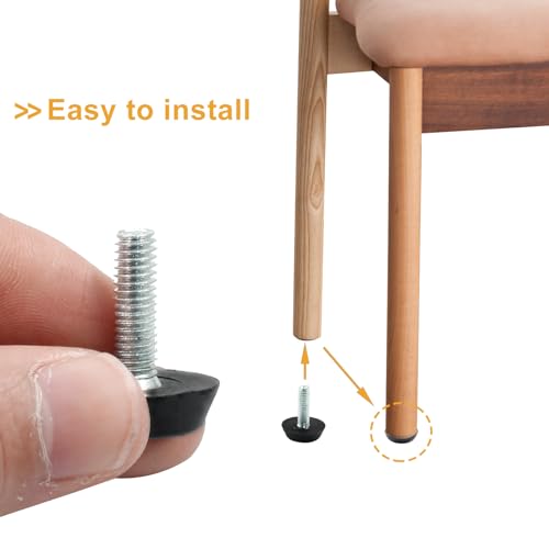 8 Pcs M6 x 20mm Black Round Furniture Lvelers, Levelling Feet for Chairs, Tables, Desks & More - size: M6 X 20mm