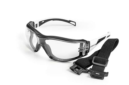 Koziface S30 Safety Glasses for Men and Women Adjustable Elastic Headband Strap and Arms 2 Ways to wear Stylish ANSI Z87.1+ Impact Resistant, Wraparound Dust Protection Work Goggles for Indoor/Outdoor