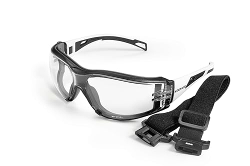 Koziface S30 Safety Glasses for Men and Women Adjustable Elastic Headband Strap and Arms 2 Ways to wear Stylish ANSI Z87.1+ Impact Resistant, Wraparound Dust Protection Work Goggles for Indoor/Outdoor