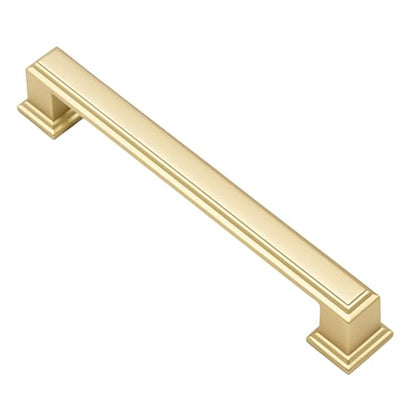 Alzassbg 10 Pack Brushed Gold Cabinet Pulls, 5 Inch(128mm) Hole Center Cabinet Handles Kitchen Pulls for Cabinets and Drawer AL3071MGP - color: Brushed Gold, size: 5" Hole Center