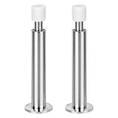 Framendino, 2 Pack Metal Spring Door Stoppers for Wall 4.4 Inch Stops Mounted Doorstop Holder with Rubber Tips Silver